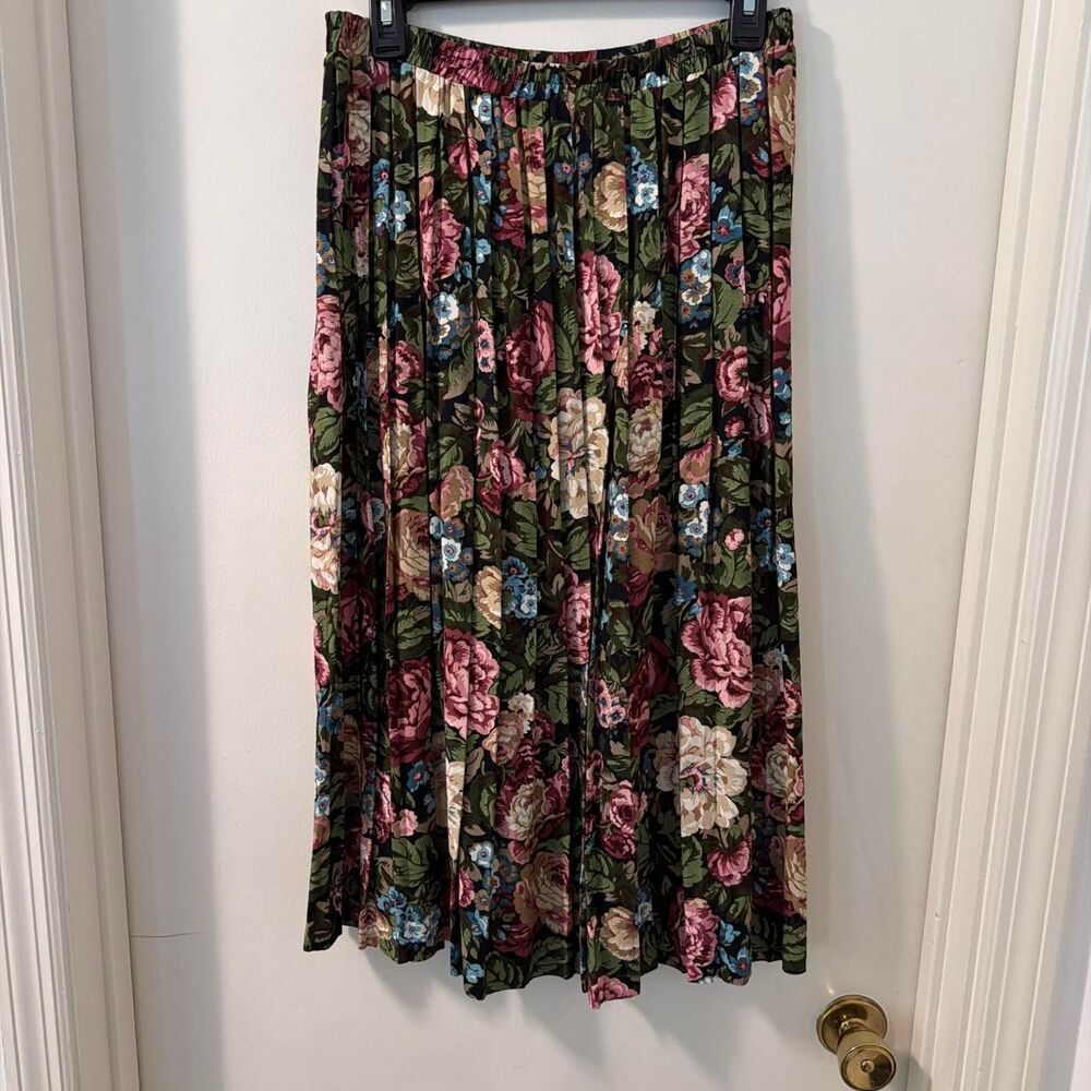 Vintage 80's Floral Pleated Cottagecore Women's Skirt sz 6